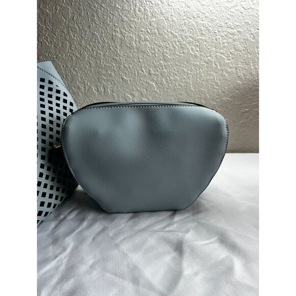 Sole Society Eppie Perforated Faux Leather Blue Satchel Crossbody w/ Hang Tag - Picture 7 of 12